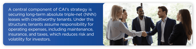 Business professionals shaking hands, representing long-term absolute triple-net lease agreements with creditworthy tenants to reduce investor risk in DST structures.