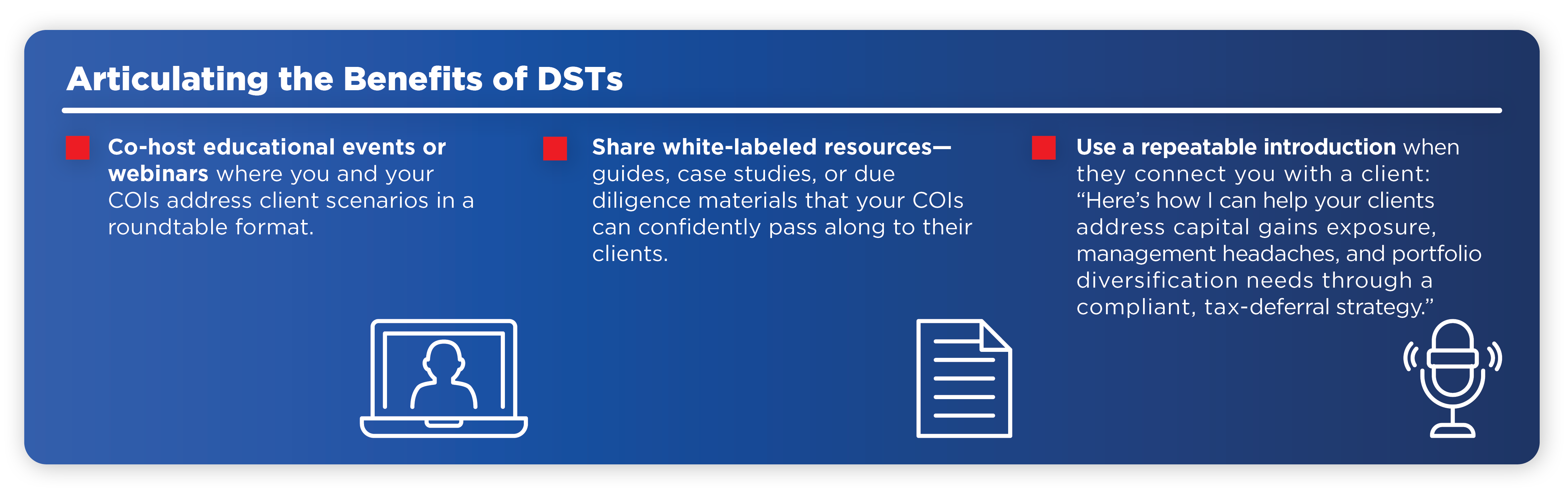 Articulating the Benefits of DSTs 
